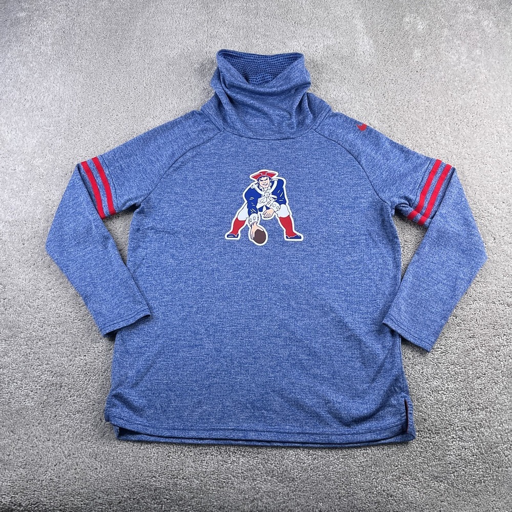 New England Patriots Sweatshirt‎ Womens Medium Blue Nike Performance Funnel Neck